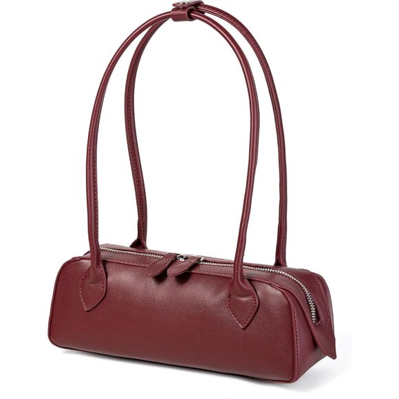 Women’s Pu Burgundy Retro Vintage Hobo Bag | Small Satchel for Work & Vacation - Picture 2 of 7